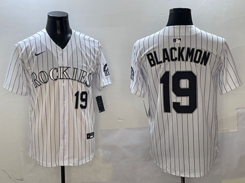 Men Colorado Rockies #19 Blackmon White Stripe Game 2025 Nike MLB Jersey style 1->houston astros->MLB Jersey